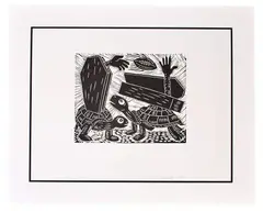 Untitled by Richard Mock, Linocut 1986, offered Dec 2020