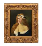 Untitled - Portrait of a Lady -19th century by Jules-Frédéric Ballavoine, oil on canvas laid to board, sold Oct 2024