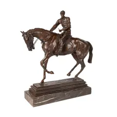Le Grand Jockey - circa 1901 by Isidore Bonheur, bronze on marble base, sold Oct 2024