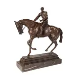 Le Grand Jockey - circa 1901 by Isidore Bonheur, bronze on marble base, sold Oct 2024