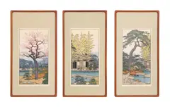 Untitled by Tōshi Yoshida, c. 1980, woodblock prints, sold Oct 2024