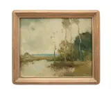 Untitled - Landscape by Water - early 20th century by Fernando a Carter, oil on academy board, sold Nov 2024