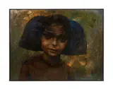 Girl with Blue Wings - 2001 by Kathleen Morris, oil on canvas, sold Dec 2024