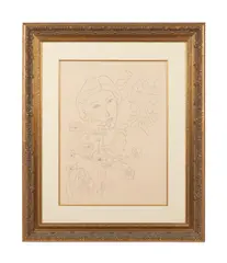 Untitled - Female Portrait by Elmyr de Hory, lithograph, sold Dec 2024