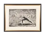 Untitled by William Tolliver, woodblock print in black on cream paper, sold Dec 2024