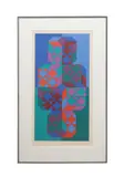 Untitled - Bright Geometric Shapes by Victor Vasarely, lithograph on paper, sold Dec 2024