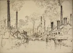 Untitled by Joseph Pennell, etching on paper "The Forges", sold Oct 2018
