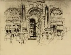 Untitled by Joseph Pennell, etching on paper "Entrance to Lloyds", sold Oct 2018