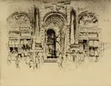 Untitled by Joseph Pennell, etching on paper "Entrance to Lloyds", sold Oct 2018