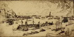 Untitled by Joseph Pennell, etching on paper "Fall River", sold Oct 2018