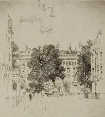 Untitled by Joseph Pennell, etching on paper "Loundes Square", sold Oct 2018