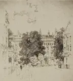 Untitled by Joseph Pennell, etching on paper "Loundes Square", sold Oct 2018