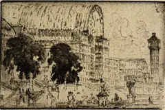 Untitled by Joseph Pennell, etching on paper "Crystal Palace", sold Oct 2018
