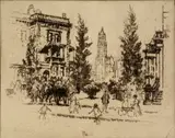 Untitled by Joseph Pennell, etching on paper "Montague Terrace", sold Oct 2018