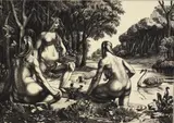 Untitled by William Evan Charles Morgan, 1928, engraving on paper "Nymphs Bathing", sold Oct 2018