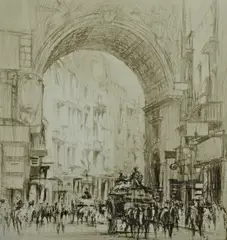 Untitled by William Walcot, 1921, drypoint etching on paper "Arc St. Carlo, sold Oct 2018