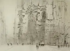 Untitled by William Walcot, 1923, drypoint etching on paper "Yorkwinster", sold Oct 2018