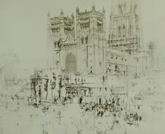 Untitled by William Walcot, 1924, etching on paper "Durham Cathedral", sold Oct 2018