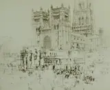 Untitled by William Walcot, 1924, etching on paper "Durham Cathedral", sold Oct 2018