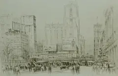 Untitled by William Walcot, 1923, drypoint etching on paper "Forty-Second Street", sold Oct 2018
