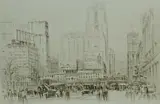Untitled by William Walcot, 1923, drypoint etching on paper "Forty-Second Street", sold Oct 2018