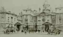 Untitled by William Walcot, 1924, drypoint etching on paper "Horseguards", sold Oct 2018