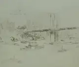Untitled by William Walcot, 1923, drypoint etching on paper "Brooklyn Bridge", sold Oct 2018