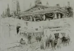 Untitled by William Walcot, 1918, etching on paper "Wooden Temple of Jupiter", sold Oct 2018