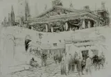 Untitled by William Walcot, 1918, etching on paper "Wooden Temple of Jupiter", sold Oct 2018