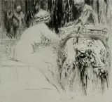 Untitled by William Walcot, 1912, drypoint etching on paper "Bacchante and Young Faun", sold Oct 2018