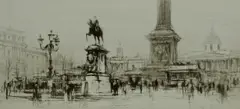 Untitled by William Walcot, 1924, drypoint etching on paper "Trafalgar Square", sold Oct 2018
