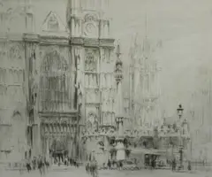Untitled by William Walcot, 1923, drypoint etching on paper "Westminster", sold Oct 2018