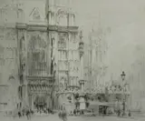 Untitled by William Walcot, 1923, drypoint etching on paper "Westminster", sold Oct 2018