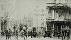 Untitled by William Walcot, 1915, drypoint etching on paper "St. Mary-le-Strand", sold Oct 2018