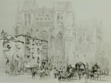 Untitled by William Walcot, 1924, drypoint etching on paper "Burgos Cathedral", sold Oct 2018