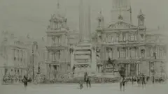 Untitled by William Walcot, 1918, drypoint etching on paper "Municipal Buildings, sold Oct 2018
