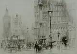 Untitled by William Walcot, 1919, drypoint etching on paper "Westminster Abbey", sold Oct 2018