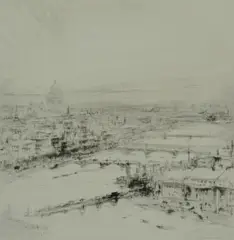 Untitled by William Walcot, 1920, drypoint etching on paper "London", sold Oct 2018