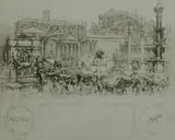 Untitled by William Walcot, 1917, drypoint etching on paper "Romans in the Forum", sold Oct 2018