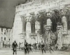 Untitled by William Walcot, 1928, drypoint etching on paper "Kom Ombo", sold Oct 2018
