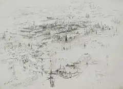 Untitled by William Walcot, 1918, drypoint etching on paper "Temple of Baal", sold Oct 2018