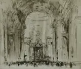 Untitled by William Walcot, 1919, drypoint etching on paper "Interior of St. Peter's, sold Oct 2018
