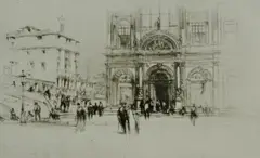 Untitled by William Walcot, 1920, drypoint etching on paper "Hospital of St. Mark's, sold Oct 2018
