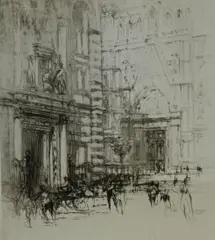 Untitled by William Walcot, 1920, drypoint etching on paper "The Baptistry, sold Oct 2018