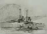 Untitled by William Walcot, drypoint etching on paper "USS Delaware", sold Oct 2018