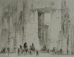 Untitled by William Walcot, 1928, drypoint etching on paper "The Caravan", sold Oct 2018