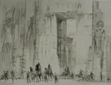 Untitled by William Walcot, 1928, drypoint etching on paper "The Caravan", sold Oct 2018