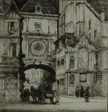 Untitled by Edward Sharland, etching on paper "The Big Clock", sold Oct 2018