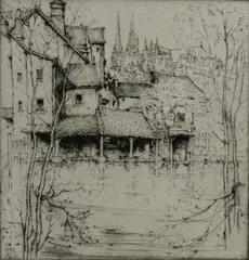 Untitled by Ernest D. Roth, etching on paper "Chartres", sold Oct 2018
