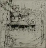 Untitled by Ernest D. Roth, etching on paper "Chartres", sold Oct 2018